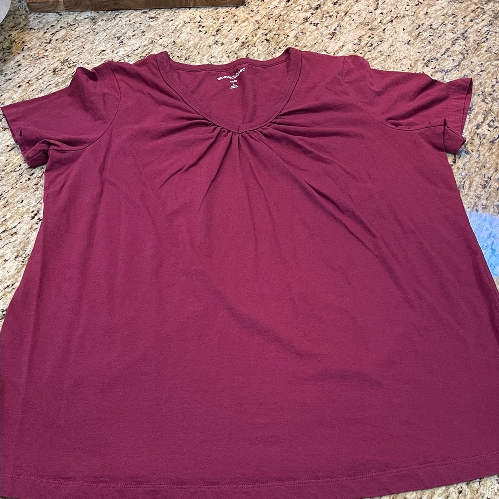 Woman Within Short Sleeve Red Raspberry Top 18/20 - Picture 3 of 10